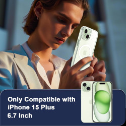 Coque Magnétique pour iPhone 15 Plus avec 2 Verres Trempés et 2 Caméra Protecteur, Compatible avec Mag Safe, Étui Aimantée Antic