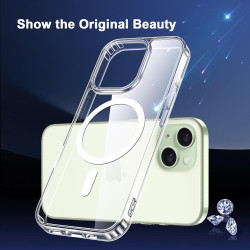 Coque Magnétique pour iPhone 15 Plus avec 2 Verres Trempés et 2 Caméra Protecteur, Compatible avec Mag Safe, Étui Aimantée Antic