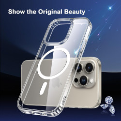 Coque Magnétique pour iPhone 15 Pro avec 2 Verres Trempés et 2 Caméra Protecteur, Compatible avec Mag Safe, Étui Aimantée Antich