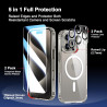 Coque Magnétique pour iPhone 15 Pro avec 2 Verres Trempés et 2 Caméra Protecteur, Compatible avec Mag Safe, Étui Aimantée Antich