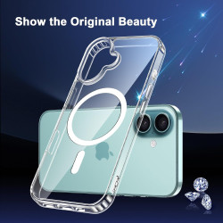 Coque Magnétique pour iPhone 16 Plus avec 2 Verres Trempés et 2 Caméra Protecteur, Compatible avec MagSafe, Étui Aimantée Antich