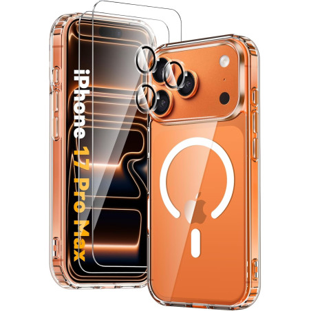 Coque Magnétique pour iPhone 17 Pro Max avec 2 Verres Trempés et 2 Caméra Protecteur, Compatible avec MagSafe, Étui Aimantée Ant