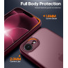 FLLAO Coque pour iPhone 17e /iPhone 16e avec 2 Pièces de Verre Trempé, Protection Complète de l'appareil Photo,Antichoc Antirayu