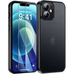 FLLAO Coque Compatible avec iPhone 12 Mini et 2 Pièces Verre Trempé, Protection Antichoc Qualité Militaire, Anti-Jaunissement ét