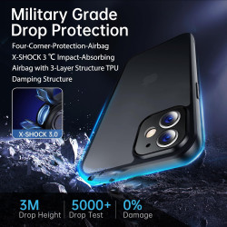 FLLAO Coque Compatible avec iPhone 12 Mini et 2 Pièces Verre Trempé, Protection Antichoc Qualité Militaire, Anti-Jaunissement ét