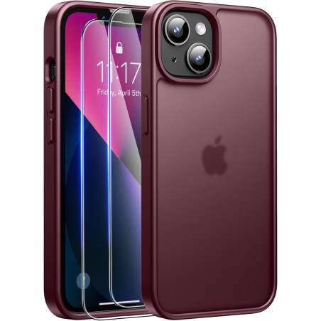 FLLAO Coque pour iPhone 13/iPhone 14 6,1 Pouces, avec 2 Pièces de Verre Trempé, Militaire Étui Antichoc Antirayures, Housse de T