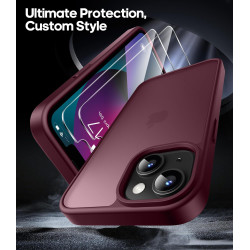 FLLAO Coque pour iPhone 13/iPhone 14 6,1 Pouces, avec 2 Pièces de Verre Trempé, Militaire Étui Antichoc Antirayures, Housse de T