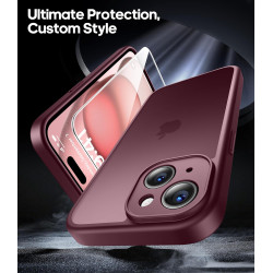 FLLAO Coque pour iPhone 15 avec 2 Pièces de Verre Trempé, Militaire Étui de Mince Bumper Housse, Silicone en Gel TPU Souple Comp