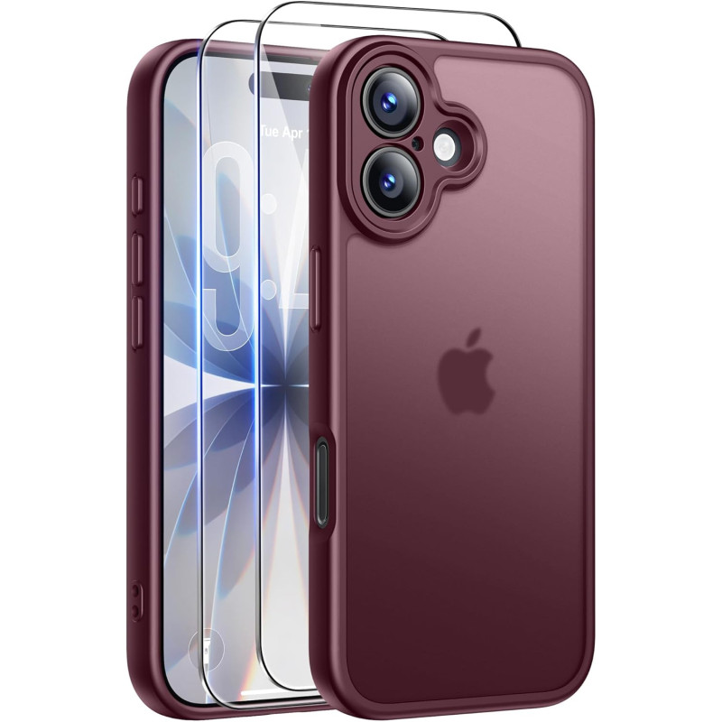FLLAO Coque pour iPhone 17 avec 2 Pièces de Verre Trempé, Militaire Étui de Mince Bumper Housse, Silicone en Gel TPU Souple Comp
