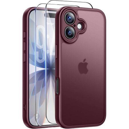 FLLAO Coque pour iPhone 17 avec 2 Pièces de Verre Trempé, Militaire Étui de Mince Bumper Housse, Silicone en Gel TPU Souple Comp