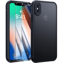 FLLAO Coque Compatible avec iPhone X/XS et 2 Pièces Verre Trempé, Protection Antichoc Qualité Militaire, Anti-Jaunissement étui 
