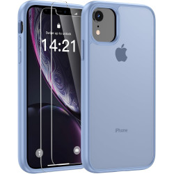 FLLAO Mat Coque Compatible avec iPhone XR et 2 Pièces Protection Verre Trempé,Protection Antichoc Qualité Militaire,Anti-Jauniss