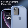 FLLAO Mat Coque Compatible avec iPhone XR et 2 Pièces Protection Verre Trempé,Protection Antichoc Qualité Militaire,Anti-Jauniss