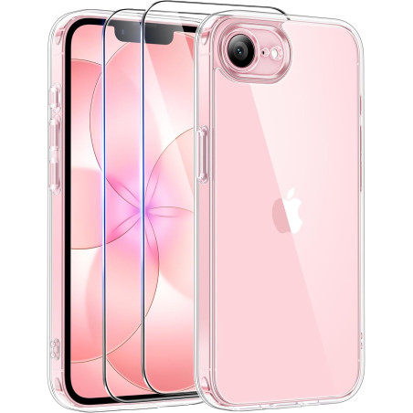 FLLAO Coque pour iPhone 17e /iPhone 16e avec 2 Pièces de Verre Trempé, Protection Complète de l'appareil Photo,Antichoc Antirayu