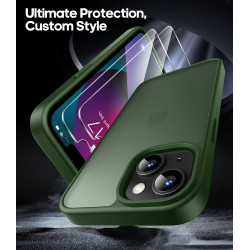FLLAO Coque pour iPhone 13/iPhone 14 6,1 Pouces, avec 2 Pièces de Verre Trempé, Militaire Étui Antichoc Antirayures, Housse de T