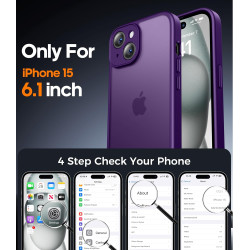 FLLAO Coque pour iPhone 15 avec 2 Pièces de Verre Trempé, Militaire Étui de Mince Bumper Housse, Silicone en Gel TPU Souple Comp