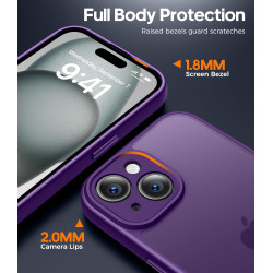 FLLAO Coque pour iPhone 15 avec 2 Pièces de Verre Trempé, Militaire Étui de Mince Bumper Housse, Silicone en Gel TPU Souple Comp