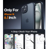 FLLAO Coque pour iPhone 15 avec 2 Pièces de Verre Trempé, Militaire Étui de Mince Bumper Housse, Silicone en Gel TPU Souple Comp