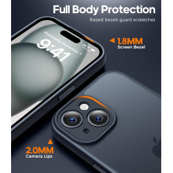 FLLAO Coque pour iPhone 15 avec 2 Pièces de Verre Trempé, Militaire Étui de Mince Bumper Housse, Silicone en Gel TPU Souple Comp