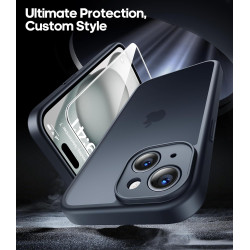 FLLAO Coque pour iPhone 15 avec 2 Pièces de Verre Trempé, Militaire Étui de Mince Bumper Housse, Silicone en Gel TPU Souple Comp