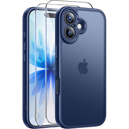FLLAO Coque pour iPhone 17 avec 2 Pièces de Verre Trempé, Militaire Étui de Mince Bumper Housse, Silicone en Gel TPU Souple Comp