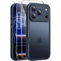 FLLAO Coque pour iPhone 17 Pro avec 2 Pièces de Verre Trempé, Militaire Étui de Mince Bumper Housse, Silicone en Gel TPU Souple 