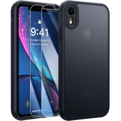 FLLAO Mat Coque Compatible avec iPhone XR et 2 Pièces Protection Verre Trempé,Protection Antichoc Qualité Militaire,Anti-Jauniss