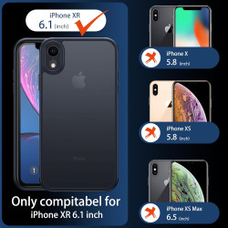 FLLAO Mat Coque Compatible avec iPhone XR et 2 Pièces Protection Verre Trempé,Protection Antichoc Qualité Militaire,Anti-Jauniss