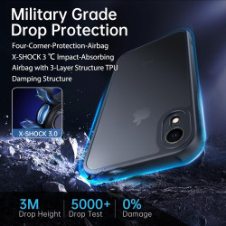 FLLAO Mat Coque Compatible avec iPhone XR et 2 Pièces Protection Verre Trempé,Protection Antichoc Qualité Militaire,Anti-Jauniss