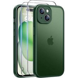 FLLAO Coque pour iPhone 15 avec 2 Pièces de Verre Trempé, Militaire Étui de Mince Bumper Housse, Silicone en Gel TPU Souple Comp