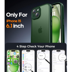 FLLAO Coque pour iPhone 15 avec 2 Pièces de Verre Trempé, Militaire Étui de Mince Bumper Housse, Silicone en Gel TPU Souple Comp