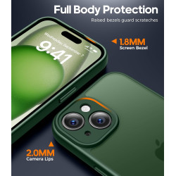FLLAO Coque pour iPhone 15 avec 2 Pièces de Verre Trempé, Militaire Étui de Mince Bumper Housse, Silicone en Gel TPU Souple Comp