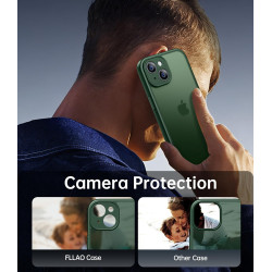 FLLAO Coque pour iPhone 15 avec 2 Pièces de Verre Trempé, Militaire Étui de Mince Bumper Housse, Silicone en Gel TPU Souple Comp