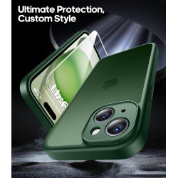 FLLAO Coque pour iPhone 15 avec 2 Pièces de Verre Trempé, Militaire Étui de Mince Bumper Housse, Silicone en Gel TPU Souple Comp
