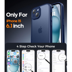 FLLAO Coque pour iPhone 15 avec 2 Pièces de Verre Trempé, Militaire Étui de Mince Bumper Housse, Silicone en Gel TPU Souple Comp