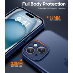 FLLAO Coque pour iPhone 15 avec 2 Pièces de Verre Trempé, Militaire Étui de Mince Bumper Housse, Silicone en Gel TPU Souple Comp