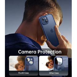 FLLAO Coque pour iPhone 15 avec 2 Pièces de Verre Trempé, Militaire Étui de Mince Bumper Housse, Silicone en Gel TPU Souple Comp