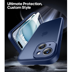 FLLAO Coque pour iPhone 15 avec 2 Pièces de Verre Trempé, Militaire Étui de Mince Bumper Housse, Silicone en Gel TPU Souple Comp