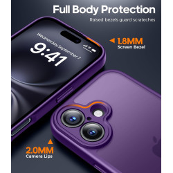 FLLAO Coque pour iPhone 16 avec 2 Pièces de Verre Trempé, Militaire Étui de Mince Bumper Housse, Silicone en Gel TPU Souple Comp