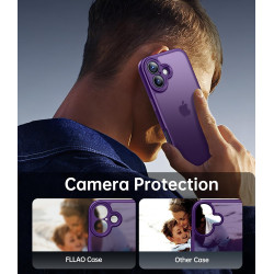 FLLAO Coque pour iPhone 16 avec 2 Pièces de Verre Trempé, Militaire Étui de Mince Bumper Housse, Silicone en Gel TPU Souple Comp