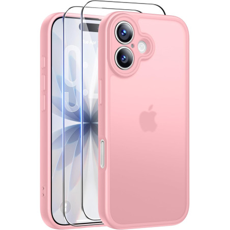 FLLAO Coque pour iPhone 17 avec 2 Pièces de Verre Trempé, Militaire Étui de Mince Bumper Housse, Silicone en Gel TPU Souple Comp