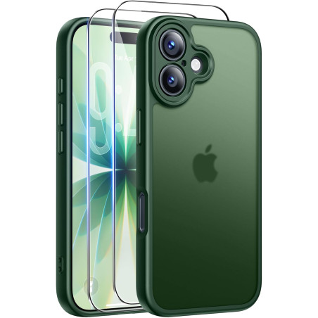FLLAO Coque pour iPhone 17 avec 2 Pièces de Verre Trempé, Militaire Étui de Mince Bumper Housse, Silicone en Gel TPU Souple Comp