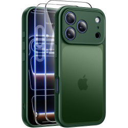 FLLAO Coque pour iPhone 17 Pro avec 2 Pièces de Verre Trempé, Militaire Étui de Mince Bumper Housse, Silicone en Gel TPU Souple 