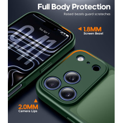 FLLAO Coque pour iPhone 17 Pro avec 2 Pièces de Verre Trempé, Militaire Étui de Mince Bumper Housse, Silicone en Gel TPU Souple 