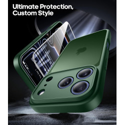 FLLAO Coque pour iPhone 17 Pro avec 2 Pièces de Verre Trempé, Militaire Étui de Mince Bumper Housse, Silicone en Gel TPU Souple 