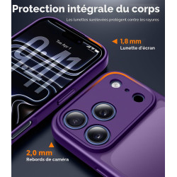 FLLAO Coque pour iPhone 17 Pro avec 2 Pièces de Verre Trempé, Militaire Étui de Mince Bumper Housse, Silicone en Gel TPU Souple 