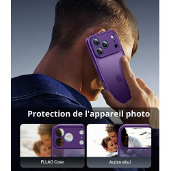 FLLAO Coque pour iPhone 17 Pro avec 2 Pièces de Verre Trempé, Militaire Étui de Mince Bumper Housse, Silicone en Gel TPU Souple 