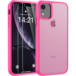 FLLAO Mat Coque Compatible avec iPhone XR et 2 Pièces Protection Verre Trempé,Protection Antichoc Qualité Militaire,Anti-Jauniss