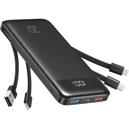Charmast Batterie Externe 20000mAh, 22.5W Power Bank Charge Rapide avec câbles intégrés, 6 Sorties et 4 Entrées pour iPhone 17 1