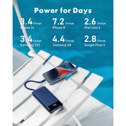 Charmast Batterie Externe 20000mAh, 22.5W Power Bank Charge Rapide avec câbles intégrés, 6 Sorties et 4 Entrées pour iPhone 17 1